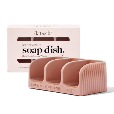 Kitsch Bottle-Free Beauty Self-Draining Soap Dish Terracotta Pink - New