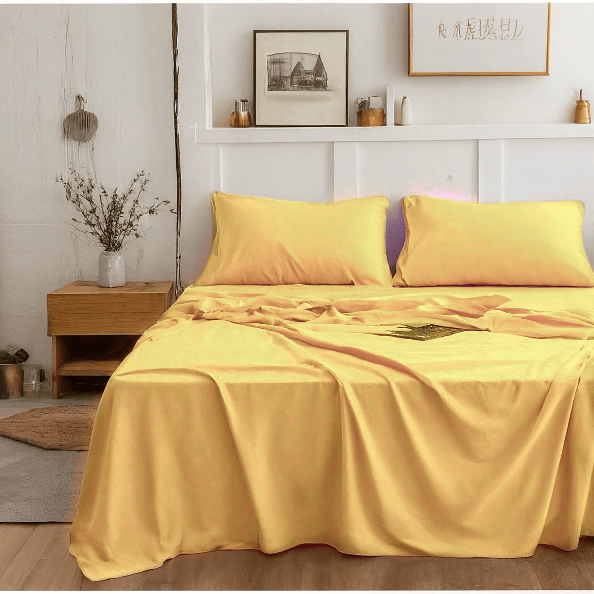 Tache Microfiber Sunny Yellow Bed Sheet Set (404-YS-BSS)