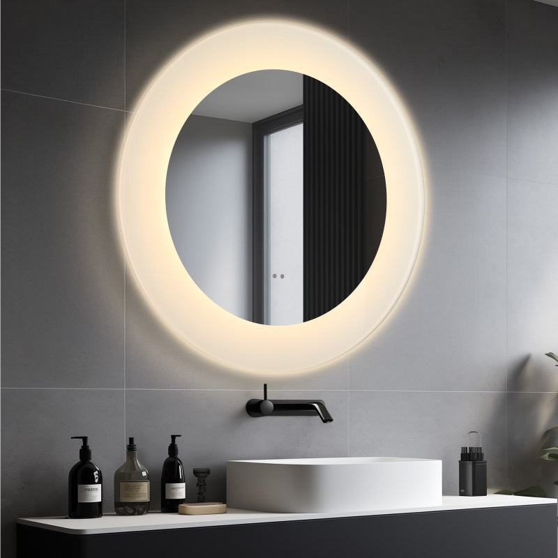 Cassiopeia Round LED Bathroom Mirror for Wall, Acrylic LED Mirror with Anti-Fog, 3-Color Adjustal, Explosion-Proof