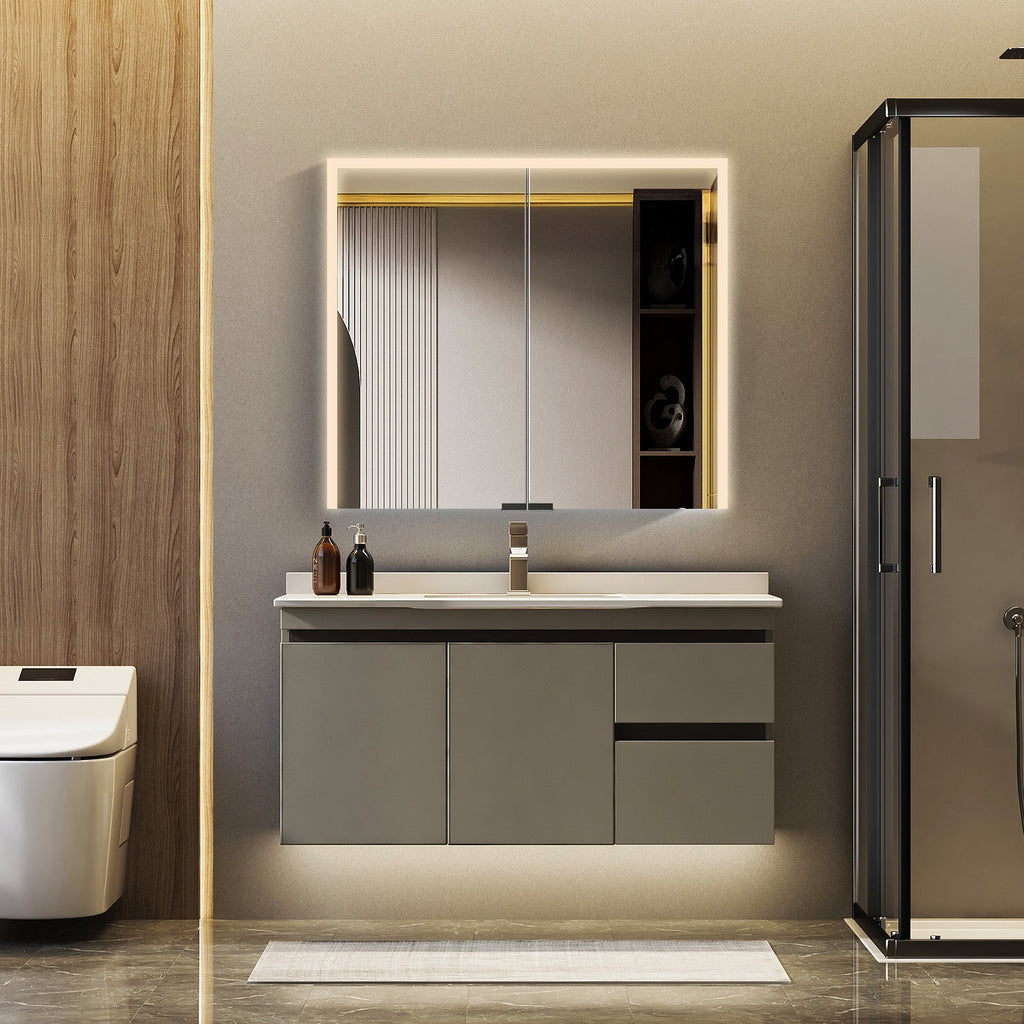 Mirrorons LED Lighted Bathroom Medicine Cabinet with IR Sensor Switch,  Aluminum Hd Bathroom Mirror Cabinet Defogging Available, 28 x 32 Inch