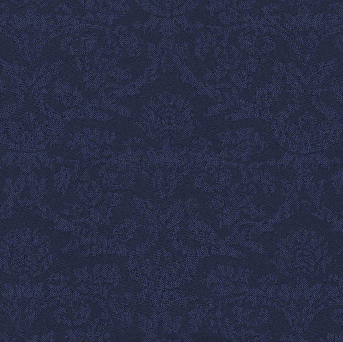 Panache 5 Piece Window Curtain Set - Austrian Valance, Damask Jacquard Fabric & Fringe - Navy - 55x63