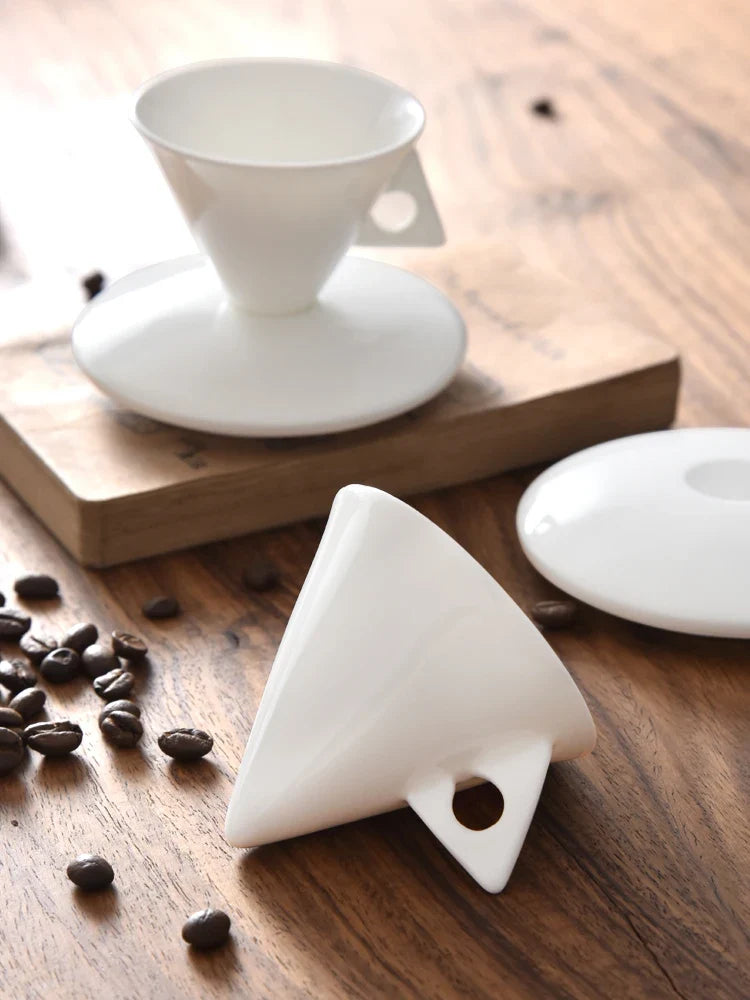 PDQ Bone China Espresso Cup & Saucer with Spoon — Single Small Handgrip Coffee Mug