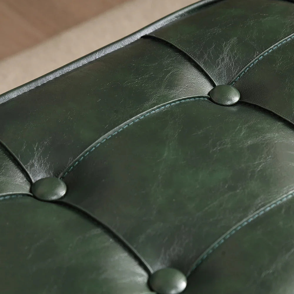 Small FootStool Ottoman with Stable Metal Legs Upholstered Footstool Padded Foot Rest PU Leather Rectangle Small Step Stool