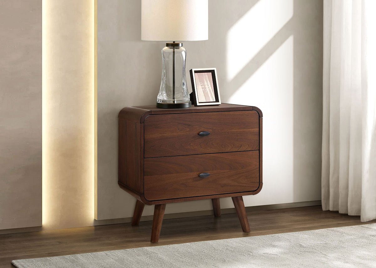 Robyn 2-drawer Nightstand Bedside Table Dark Walnut
