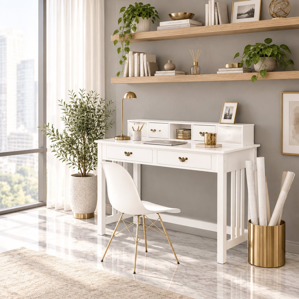 Home Office Writing Desk with 4 Drawer Computer Study Table