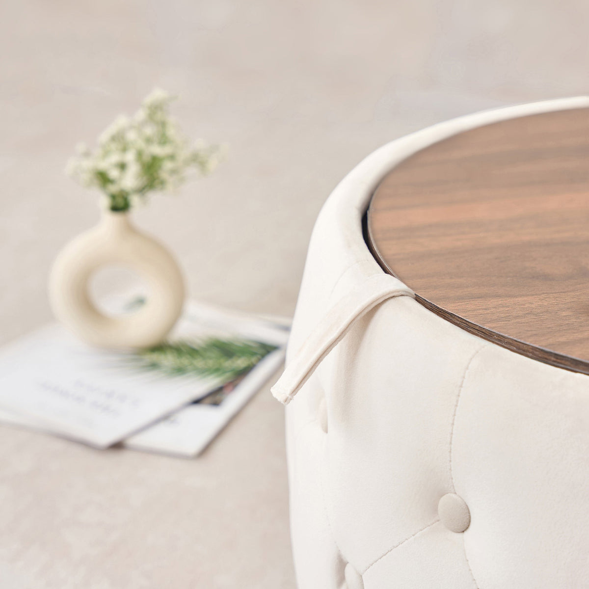 Luxurious Velvet Nesting Ottomans of 2 - 4-in-1 Function