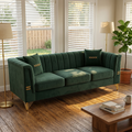 FX-P82-GR3 Modern Velvet 3-Seater Chesterfield Style Sofa