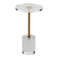 Clear Acrylic End Table, Acrylic Side Table with a Solid Base, 11.9 x 11.9 inch Round Tabletop, 21.4 inch High, for Coffee, Drink, Food, Snack used in Living Room, Bedroom, and Study