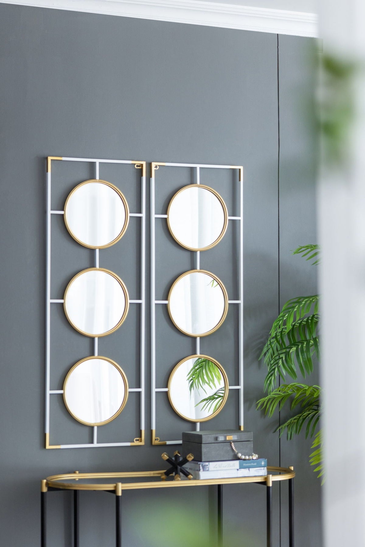 3 Mirror Piece Wall Mirror InRectangular Frame, Home Wall Decor For Bedroom Living Room