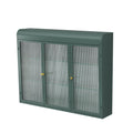 Arched Wall Mounted Cabinet, 3 Door Storage For Kitchen - Dark Green