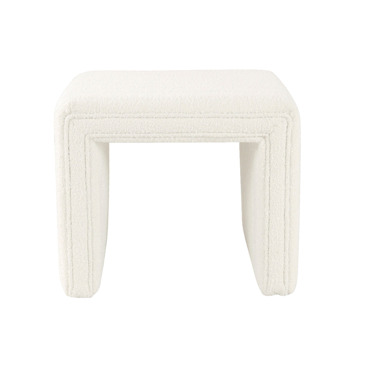Ada Footstool Ottoman with Channel Tufting - Cream