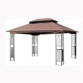 13 0 Outdoor Patio Gazebo Canopy Tent With Ventilated Double Roof And Mosquito Net (Detachable Mesh Screen On All Sides) Suitable For Lawn Garden Backyard And Deck Top - Brown
