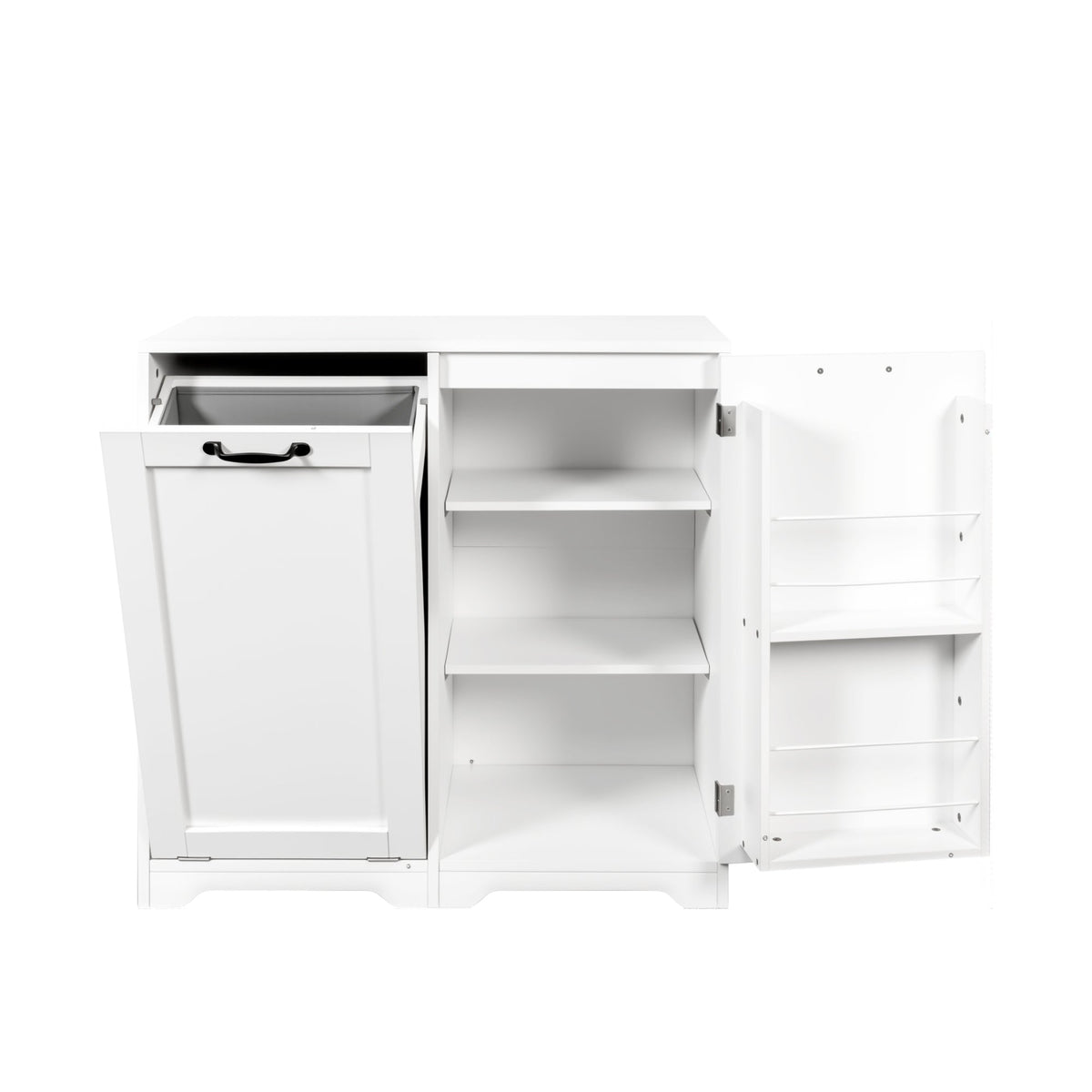 Laundry Cabinet with Tilt-Out Hamper and Adjustable Shelf - White