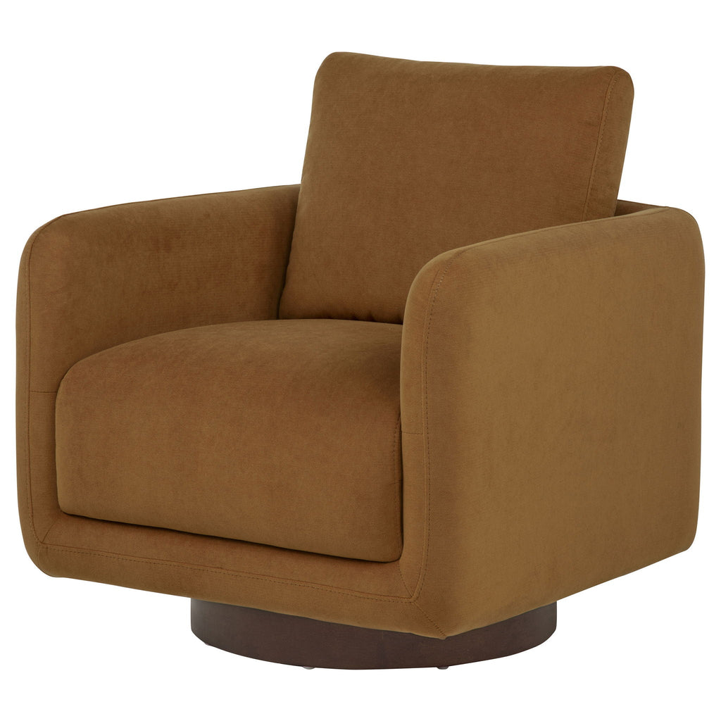 Iris Fabric Upholstered Swivel Accent Chair Rust