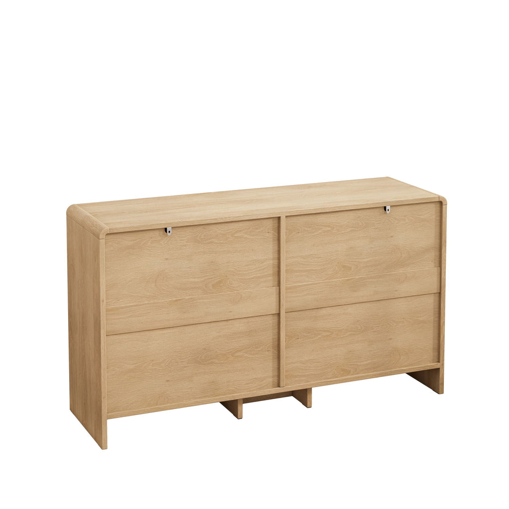 Modern Arc Shaped Corner Rattan Cabinet With 6 Drawers