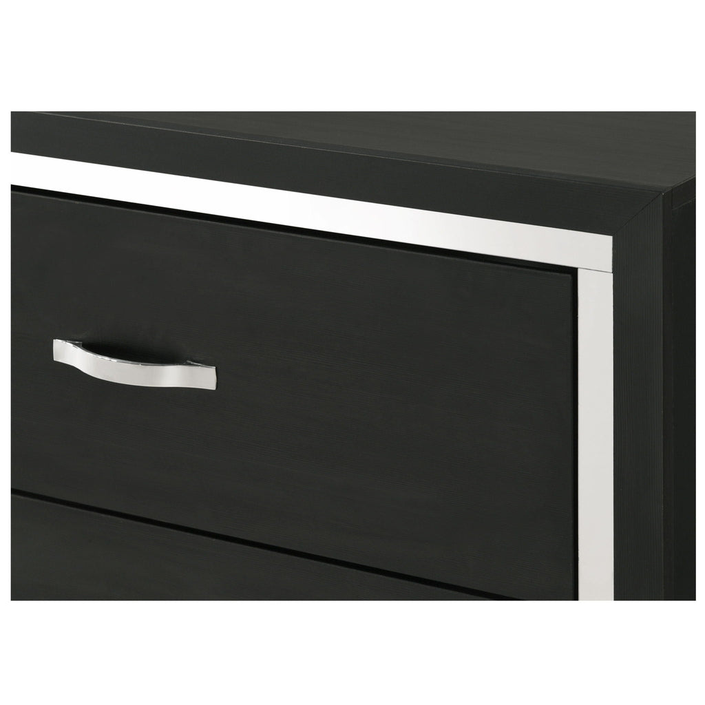 2 Drawer Bedroom Nightstand With Handles - Black