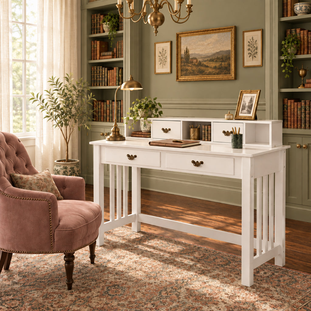 Home Office Writing Desk with 4 Drawer Computer Study Table