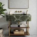 Green Levanto Hand-Carved Marble Vessel Sink for Bathroom & Kitchen | E-23