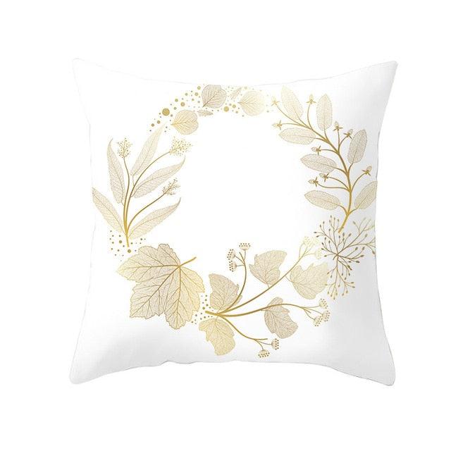 Tropical Leaf Flower Green Yellow Pillowcase Decorative Throw Pillow Case Cushion Cover Gold Stamping Leaves Polyester Cushion Cover Throw Pillow Decorative Cushions Home Decor Pillow Covers