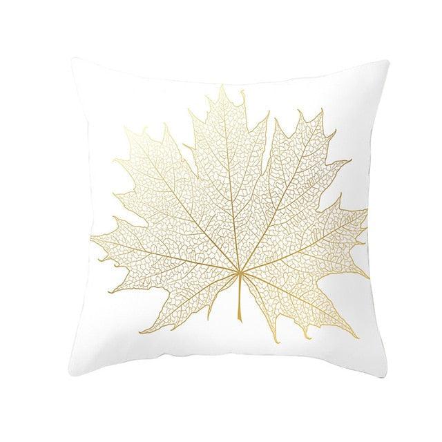 Tropical Leaf Flower Green Yellow Pillowcase Decorative Throw Pillow Case Cushion Cover Gold Stamping Leaves Polyester Cushion Cover Throw Pillow Decorative Cushions Home Decor Pillow Covers